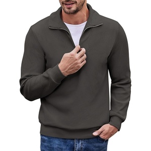 image:imageCOOFANDY Mens Soft Quarter Zip Pullover Mock Neck Corduroy SweatshirtDark Grey