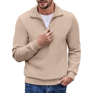 image:imageCOOFANDY Mens Soft Quarter Zip Pullover Mock Neck Corduroy SweatshirtLight Khaki