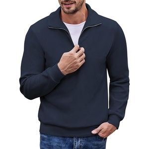 image:imageCOOFANDY Mens Soft Quarter Zip Pullover Mock Neck Corduroy SweatshirtNavy Blue