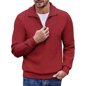 image:imageCOOFANDY Mens Soft Quarter Zip Pullover Mock Neck Corduroy SweatshirtWine Red