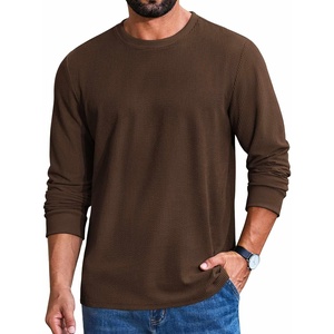image:imageCOOFANDY Mens T Shirts Long Sleeve Casual Crew Neck Ribbed Tee Shirt Basic TopBrown