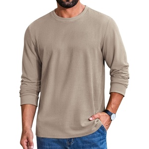 image:imageCOOFANDY Mens T Shirts Long Sleeve Casual Crew Neck Ribbed Tee Shirt Basic TopSand Dune