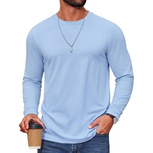 image:imageCOOFANDY Mens T Shirts Long Sleeve Cotton Blend TShirts Crew Neck Soft Casual Basic Tee ShirtsClear Blue