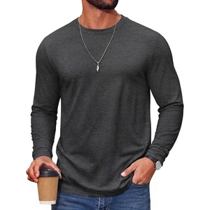 image:imageCOOFANDY Mens T Shirts Long Sleeve Cotton Blend TShirts Crew Neck Soft Casual Basic Tee ShirtsDark Grey