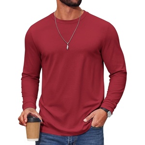 image:imageCOOFANDY Mens T Shirts Long Sleeve Cotton Blend TShirts Crew Neck Soft Casual Basic Tee ShirtsDeep Red