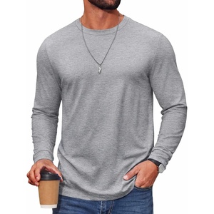 image:imageCOOFANDY Mens T Shirts Long Sleeve Cotton Blend TShirts Crew Neck Soft Casual Basic Tee ShirtsLight Grey