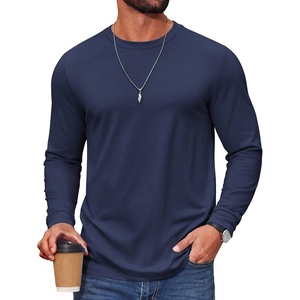 image:imageCOOFANDY Mens T Shirts Long Sleeve Cotton Blend TShirts Crew Neck Soft Casual Basic Tee ShirtsNavy Blue