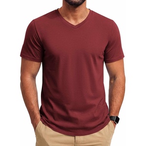 image:imageCOOFANDY Mens T Shirts Short Sleeve V Neck TShirt Casual Soft Basic TeeDark Red