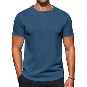 image:imageCOOFANDY Mens TShirts Henley Short Sleeve Cotton Shirts Button Tee TopsBlue