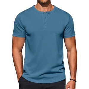 image:imageCOOFANDY Mens TShirts Henley Short Sleeve Cotton Shirts Button Tee TopsCaptains Blue
