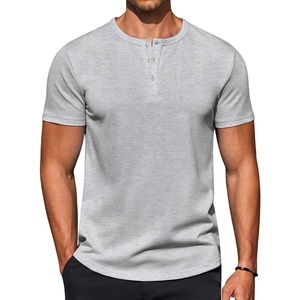 image:imageCOOFANDY Mens TShirts Henley Short Sleeve Cotton Shirts Button Tee TopsGrey