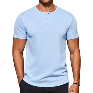 image:imageCOOFANDY Mens TShirts Henley Short Sleeve Cotton Shirts Button Tee TopsLight Blue