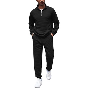 image:imageCOOFANDY Mens Tracksuit 2 Piece Quarter Zip Sweatsuit Workout Jogging SetBlack