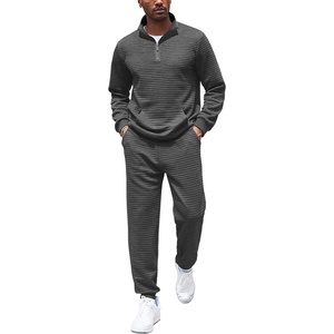 image:imageCOOFANDY Mens Tracksuit 2 Piece Quarter Zip Sweatsuit Workout Jogging SetDark Grey