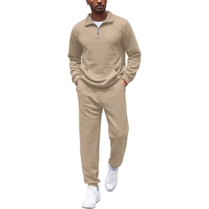 image:imageCOOFANDY Mens Tracksuit 2 Piece Quarter Zip Sweatsuit Workout Jogging SetKhaki01