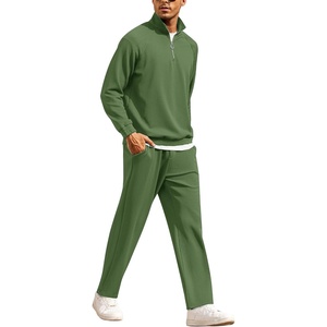 image:imageCOOFANDY Mens Tracksuit 2 Piece Relaxed Fit Halfzip Sweatsuits Athletic Running Jogging Suit SetsArmy Green