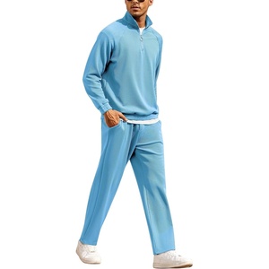 image:imageCOOFANDY Mens Tracksuit 2 Piece Relaxed Fit Halfzip Sweatsuits Athletic Running Jogging Suit SetsLight Blue