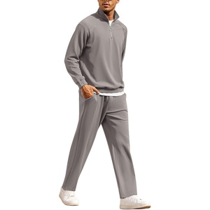 image:imageCOOFANDY Mens Tracksuit 2 Piece Relaxed Fit Halfzip Sweatsuits Athletic Running Jogging Suit SetsLight Grey