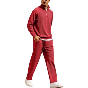 image:imageCOOFANDY Mens Tracksuit 2 Piece Relaxed Fit Halfzip Sweatsuits Athletic Running Jogging Suit SetsRed