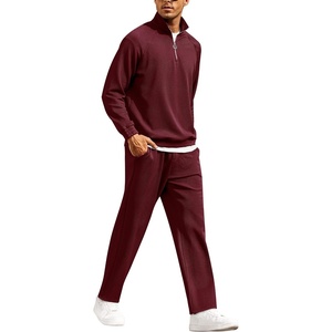 image:imageCOOFANDY Mens Tracksuit 2 Piece Relaxed Fit Halfzip Sweatsuits Athletic Running Jogging Suit SetsWine Red