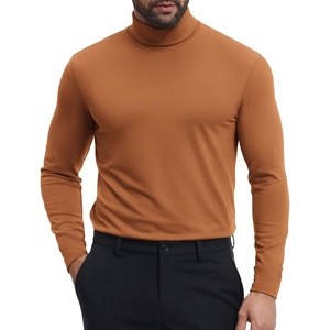 image:imageCOOFANDY Mens Turtleneck Shirts Slim Fit Shirt Tops Lightweight Pullover Basic Sweater Casual Long Sleeve ShirtLight Brown
