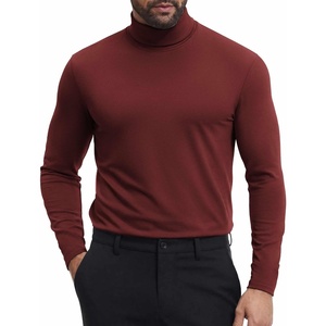 image:imageCOOFANDY Mens Turtleneck Shirts Slim Fit Shirt Tops Lightweight Pullover Basic Sweater Casual Long Sleeve ShirtWine Red