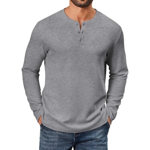 image:imageCOOFANDY Mens Waffle Henley Shirts Long Sleeve Pullover Shirt Casual Knit TShirt Lightweight Basic TeesDark Grey