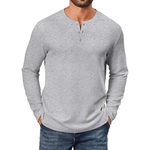 image:imageCOOFANDY Mens Waffle Henley Shirts Long Sleeve Pullover Shirt Casual Knit TShirt Lightweight Basic TeesLight Grey