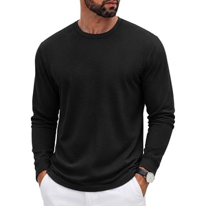 image:imageCOOFANDY Mens Waffle Long Sleeve Shirt Crew Neck Cotton Blend Basic T ShirtBlack