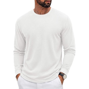 image:imageCOOFANDY Mens Waffle Long Sleeve Shirt Crew Neck Cotton Blend Basic T ShirtWhite