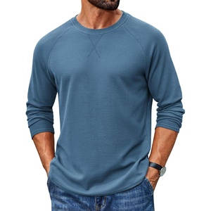 image:imageCOOFANDY Mens Waffle Long Sleeve Shirt Crew Neck TShirts Cotton Tee ShirtsBluegray