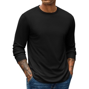 image:imageCOOFANDY Mens Waffle Long Sleeve Shirts Casual Crew Neck T Shirt Soft TeesAll Black