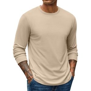 image:imageCOOFANDY Mens Waffle Long Sleeve Shirts Casual Crew Neck T Shirt Soft TeesBeige