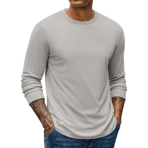 image:imageCOOFANDY Mens Waffle Long Sleeve Shirts Casual Crew Neck T Shirt Soft TeesLight Grey