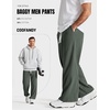 image:imageCOOFANDY Baggy Sweatpants Men Wide Leg Cotton Joggers for Men with PocketsDark Green