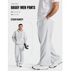 image:imageCOOFANDY Baggy Sweatpants Men Wide Leg Cotton Joggers for Men with PocketsWhite Heather