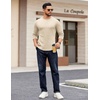 image:imageCOOFANDY Crewneck Sweaters for Men Slim Fit Long Sleeve Pullover TopsLight Khaki