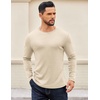 image:imageCOOFANDY Crewneck Sweaters for Men Slim Fit Long Sleeve Pullover TopsLight Khaki