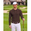 image:imageCOOFANDY Long Sleeve Polo Shirts for Men Lightweight Knit Polo SweaterBrown