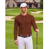 image:imageCOOFANDY Long Sleeve Polo Shirts for Men Lightweight Knit Polo SweaterCaramel