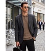 image:imageCOOFANDY Long Sleeve Polo Shirts for Men Lightweight Knit Polo SweaterDark Khaki