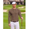 image:imageCOOFANDY Long Sleeve Polo Shirts for Men Lightweight Knit Polo SweaterDark Khaki