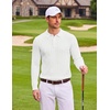 image:imageCOOFANDY Long Sleeve Polo Shirts for Men Lightweight Knit Polo SweaterIvory