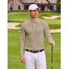 image:imageCOOFANDY Long Sleeve Polo Shirts for Men Lightweight Knit Polo SweaterKhaki
