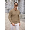 image:imageCOOFANDY Long Sleeve Polo Shirts for Men Lightweight Knit Polo SweaterLight Brown
