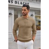 image:imageCOOFANDY Long Sleeve Polo Shirts for Men Lightweight Knit Polo SweaterLight Brown