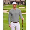 image:imageCOOFANDY Long Sleeve Polo Shirts for Men Lightweight Knit Polo SweaterLight Grey