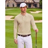 image:imageCOOFANDY Long Sleeve Polo Shirts for Men Lightweight Knit Polo SweaterLight Khaki