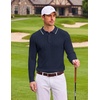 image:imageCOOFANDY Long Sleeve Polo Shirts for Men Lightweight Knit Polo SweaterNavy Blue  White Edge