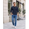 image:imageCOOFANDY Long Sleeve Polo Shirts for Men Lightweight Knit Polo SweaterNavy Blue  White Edge